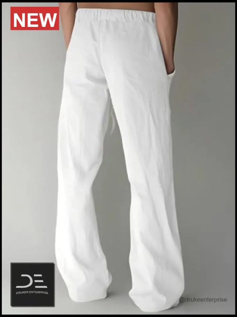 Cotton Linen Blend Drawstring Elastic Waist Loose Fit Pants